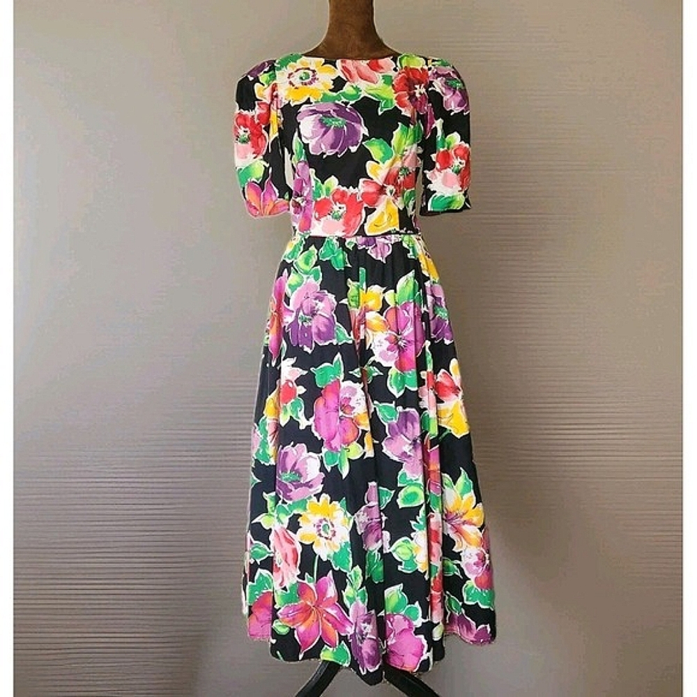 Vintage Misty Lane‎ Dress Size 5/6 Floral Bow Back Party Spring Kentucky Derby